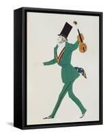 Costume Design for Paganini in 'The Enchanted Night' by Gabriele d'Annunzio-Leon Bakst-Framed Stretched Canvas