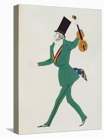 Costume Design for Paganini in 'The Enchanted Night' by Gabriele d'Annunzio-Leon Bakst-Stretched Canvas