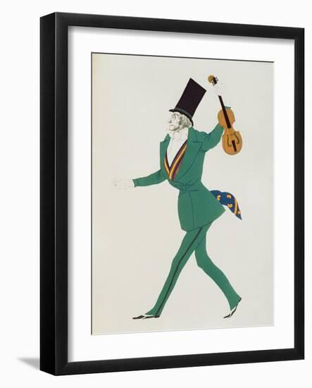 Costume Design for Paganini in 'The Enchanted Night' by Gabriele d'Annunzio-Leon Bakst-Framed Giclee Print