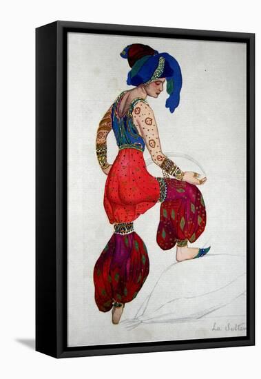 Costume Design for the Blue Sultan in 'Scheherazade', C.1910-Leon Bakst-Framed Stretched Canvas