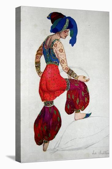 Costume Design for the Blue Sultan in 'Scheherazade', C.1910-Leon Bakst-Stretched Canvas