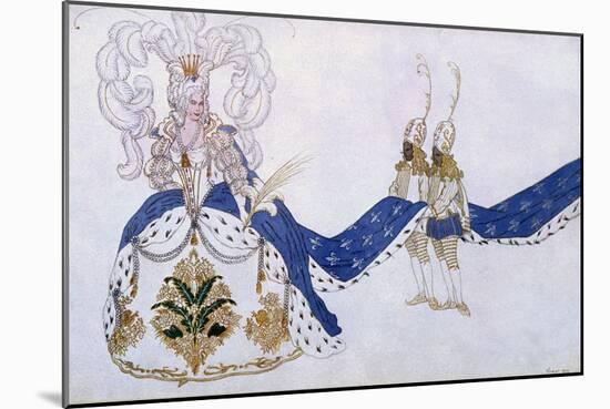 Costume Design for the Queen and Her Pages, from Sleeping Beauty, 1921-Leon Bakst-Mounted Giclee Print