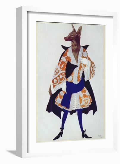 Costume Design For the Wolf, from Sleeping Beauty, 1921-Leon Bakst-Framed Giclee Print