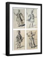 Costume Designs for Classical Deities, 16th Century-Giuseppe Arcimboldi-Framed Premium Giclee Print