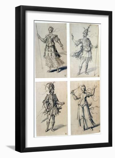 Costume Designs for Classical Deities, 16th Century-Giuseppe Arcimboldi-Framed Premium Giclee Print