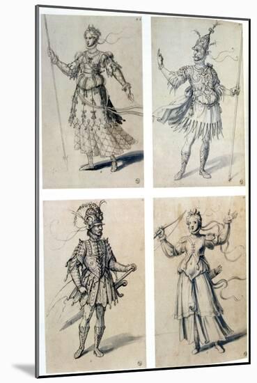 Costume Designs for Classical Deities, 16th Century-Giuseppe Arcimboldi-Mounted Giclee Print