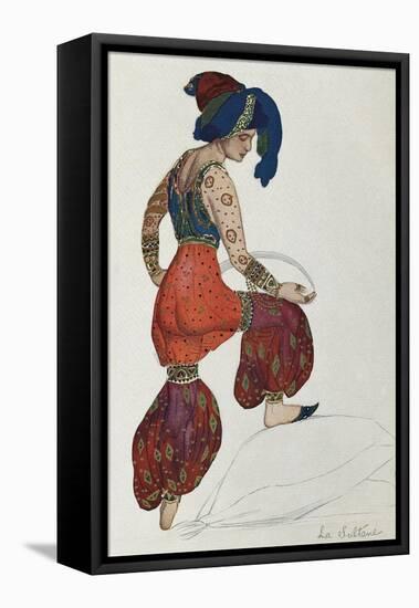 Costume of Vaslav Nijinsky or Nijinski in the character of the sultan in the ballet Sheherazade-Leon Bakst-Framed Stretched Canvas