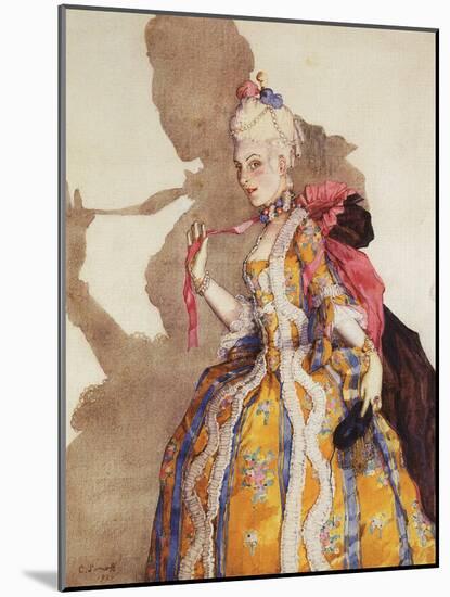 Costume Pour Marquise, Interpretee Par Tamara Karsavina (1885-1978) - Costume Design for Tamara Kar-Konstantin Andreevic Somov-Mounted Giclee Print