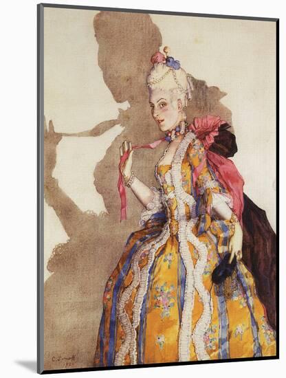 Costume Pour Marquise, Interpretee Par Tamara Karsavina (1885-1978) - Costume Design for Tamara Kar-Konstantin Andreevic Somov-Mounted Giclee Print