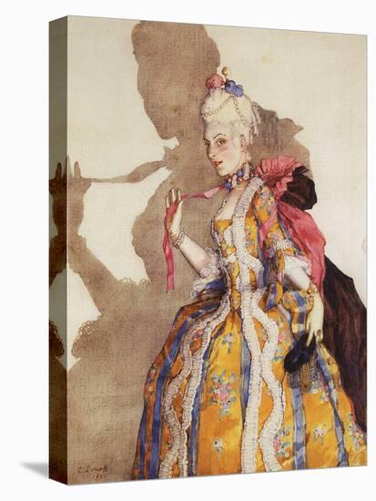 Costume Pour Marquise, Interpretee Par Tamara Karsavina (1885-1978) - Costume Design for Tamara Kar-Konstantin Andreevic Somov-Stretched Canvas