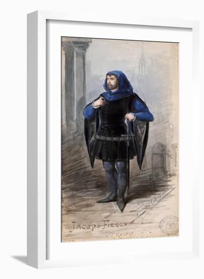 Costume Sketch by Alfred Edel for the Prologue by Jacopo Fiesco in the Opera Simon Boccanegra-Giuseppe Verdi-Framed Giclee Print