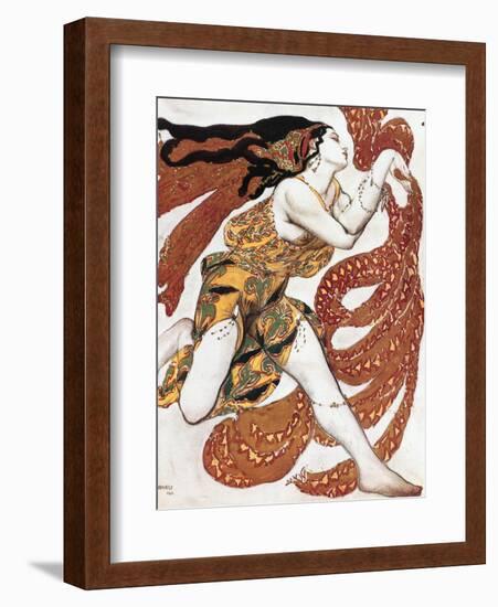 Costume sketch for a Bacchante, from the ballet " Narcissus", mythological poem ,1911.-Leon Bakst-Framed Giclee Print