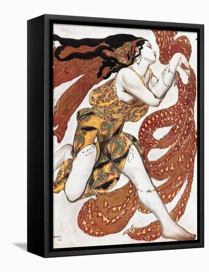 Costume sketch for a Bacchante, from the ballet " Narcissus", mythological poem ,1911.-Leon Bakst-Framed Stretched Canvas