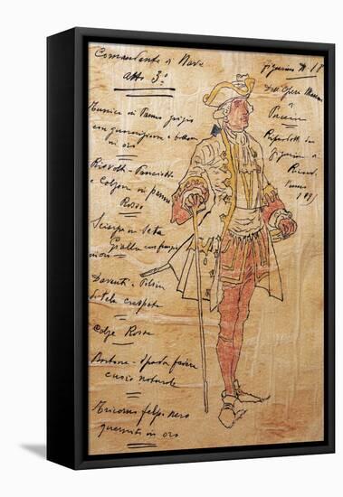 Costume Sketch for Role of Captain of Ship in Premiere of Opera Manon Lescaut-Giacomo Puccini-Framed Stretched Canvas