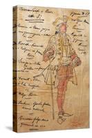 Costume Sketch for Role of Captain of Ship in Premiere of Opera Manon Lescaut-Giacomo Puccini-Stretched Canvas