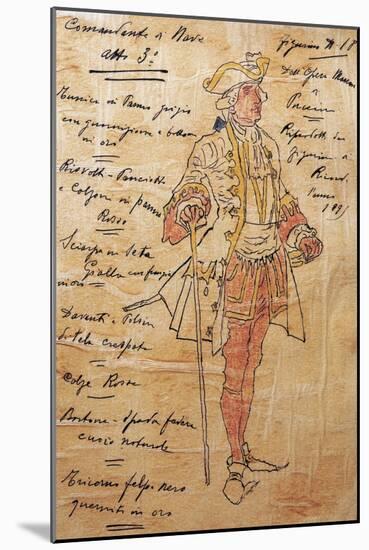 Costume Sketch for Role of Captain of Ship in Premiere of Opera Manon Lescaut-Giacomo Puccini-Mounted Giclee Print