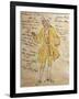 Costume Sketch for Role of Edmondo in Premiere of Opera Manon Lescaut-Giacomo Puccini-Framed Giclee Print