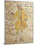 Costume Sketch for Role of Edmondo in Premiere of Opera Manon Lescaut-Giacomo Puccini-Mounted Giclee Print