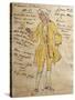 Costume Sketch for Role of Edmondo in Premiere of Opera Manon Lescaut-Giacomo Puccini-Stretched Canvas