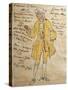 Costume Sketch for Role of Edmondo in Premiere of Opera Manon Lescaut-Giacomo Puccini-Stretched Canvas