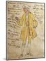 Costume Sketch for Role of Edmondo in Premiere of Opera Manon Lescaut-Giacomo Puccini-Mounted Giclee Print