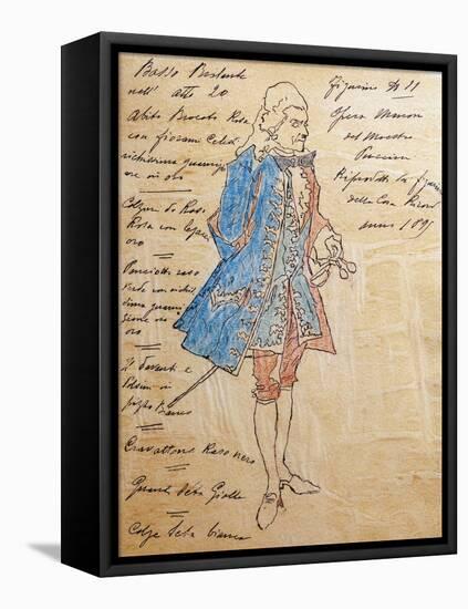 Costume Sketch for Role of Geronte Di Ravoir in Premiere of Opera Manon Lescaut-Giacomo Puccini-Framed Stretched Canvas