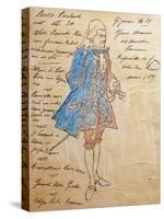 Costume Sketch for Role of Geronte Di Ravoir in Premiere of Opera Manon Lescaut-Giacomo Puccini-Stretched Canvas