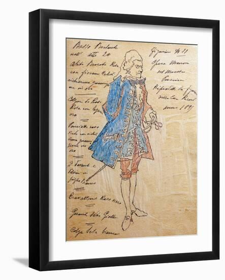 Costume Sketch for Role of Geronte Di Ravoir in Premiere of Opera Manon Lescaut-Giacomo Puccini-Framed Giclee Print