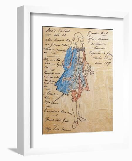 Costume Sketch for Role of Geronte Di Ravoir in Premiere of Opera Manon Lescaut-Giacomo Puccini-Framed Giclee Print