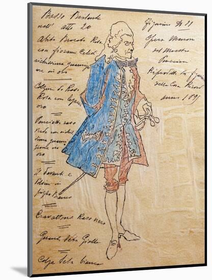 Costume Sketch for Role of Geronte Di Ravoir in Premiere of Opera Manon Lescaut-Giacomo Puccini-Mounted Giclee Print