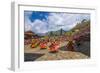 Costumed Dancers at Religious Festivity with Many Visitors, Paro Tsechu, Bhutan-Michael Runkel-Framed Photographic Print