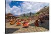 Costumed Dancers at Religious Festivity with Many Visitors, Paro Tsechu, Bhutan-Michael Runkel-Stretched Canvas