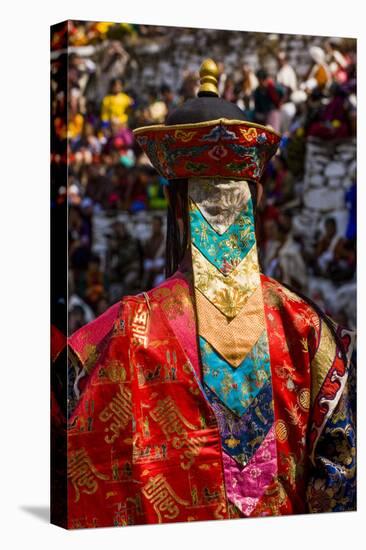 Costumed Dancers at Religious Festivity with Many Visitors, Paro Tshechu, Bhutan-Michael Runkel-Stretched Canvas