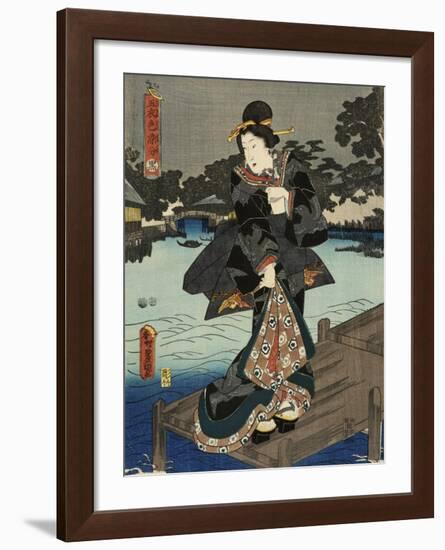 Costumes in Five Different Colors - Black (Kuro)-Utagawa Kunisada (Toyokuni III)-Framed Art Print