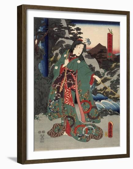 Costumes in Five Different Colors - Green (Ao)-Utagawa Kunisada (Toyokuni III)-Framed Art Print