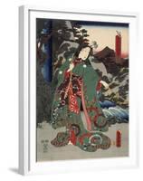 Costumes in Five Different Colors - Green (Ao)-Utagawa Kunisada (Toyokuni III)-Framed Art Print