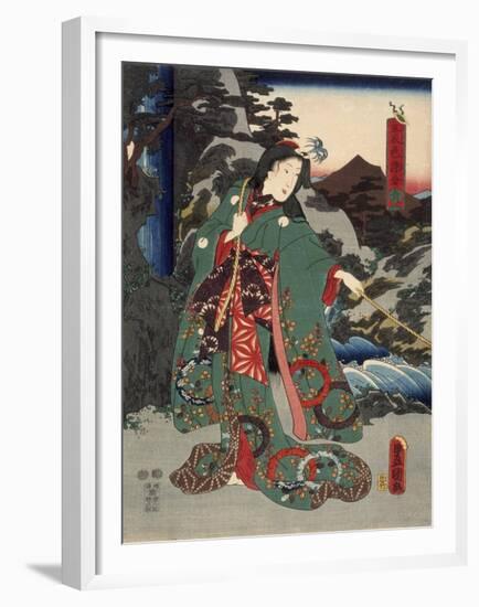 Costumes in Five Different Colors - Green (Ao)-Utagawa Kunisada (Toyokuni III)-Framed Art Print