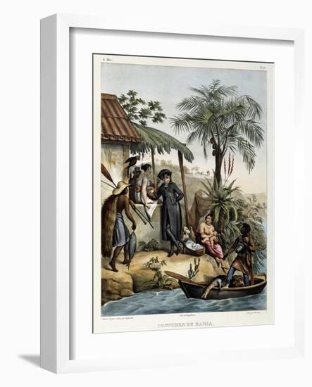 Costumes of Bahia, from 'Picturesque Voyage to Brazil', 1835-Johann Moritz Rugendas-Framed Giclee Print