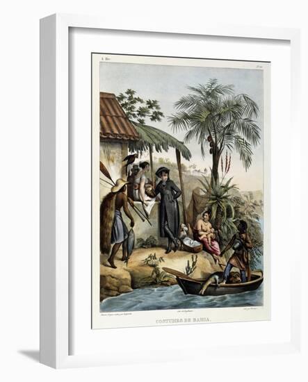 Costumes of Bahia, from 'Picturesque Voyage to Brazil', Published, 1835-Johann Moritz Rugendas-Framed Giclee Print
