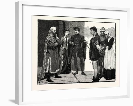 Costumes of the Fourteenth Century: Baron Lady Gentleman Peasant Soldier Peasant Woman-null-Framed Giclee Print