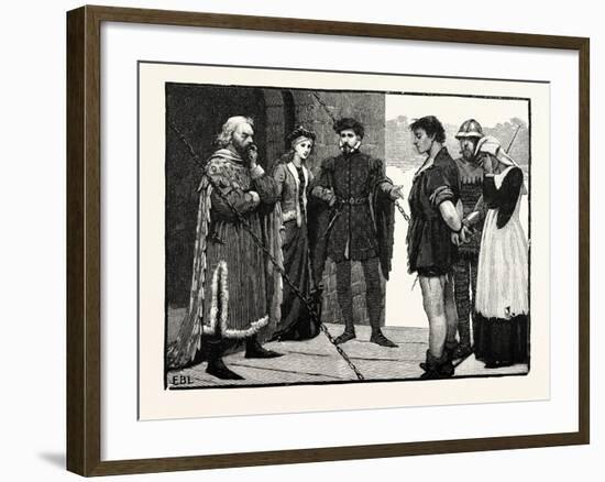 Costumes of the Fourteenth Century: Baron Lady Gentleman Peasant Soldier Peasant Woman-null-Framed Giclee Print