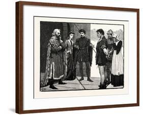 Costumes of the Fourteenth Century: Baron Lady Gentleman Peasant Soldier Peasant Woman-null-Framed Giclee Print