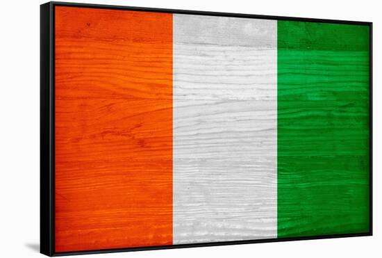 Cote D'Ivoire Flag Design with Wood Patterning - Flags of the World Series-Philippe Hugonnard-Framed Stretched Canvas