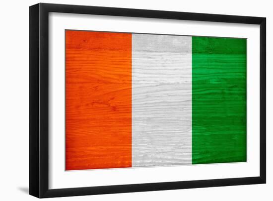 Cote D'Ivoire Flag Design with Wood Patterning - Flags of the World Series-Philippe Hugonnard-Framed Art Print