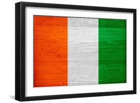 Cote D'Ivoire Flag Design with Wood Patterning - Flags of the World Series-Philippe Hugonnard-Framed Art Print