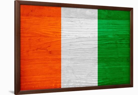 Cote D'Ivoire Flag Design with Wood Patterning - Flags of the World Series-Philippe Hugonnard-Framed Art Print