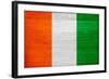 Cote D'Ivoire Flag Design with Wood Patterning - Flags of the World Series-Philippe Hugonnard-Framed Art Print