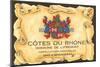 Cotes du Rhone Label-null-Mounted Art Print