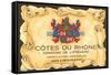 Cotes du Rhone Label-null-Framed Stretched Canvas