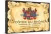 Cotes du Rhone Label-null-Stretched Canvas